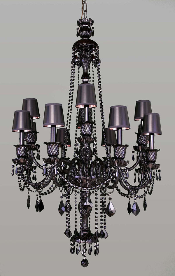 12 Lights Bohemian Crystal chandelier in black finish