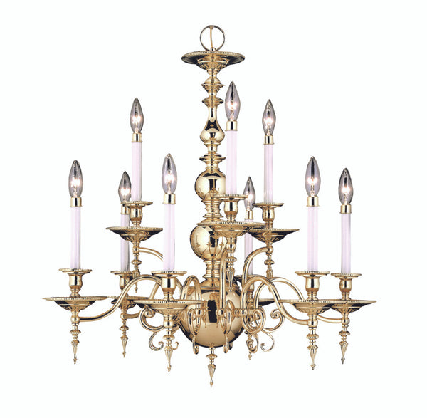 Chandelier, 9-Light, Polished Brass, 28"W (7449 PB R8MN)