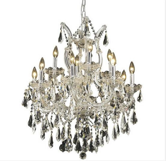 Chrome Thirteen-Light 27-Inch Chandelier with Royal Cut Clear Crystal