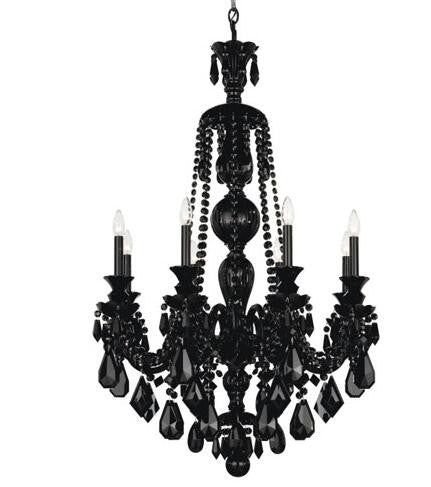 Black Eight-Light Jet Black Heritage Handcut Crystal Chandelier, 28W x 43H x 28D