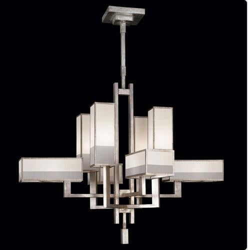 Silver Eight-Light Chandelier in Warm Muted Silver Leaf Finish