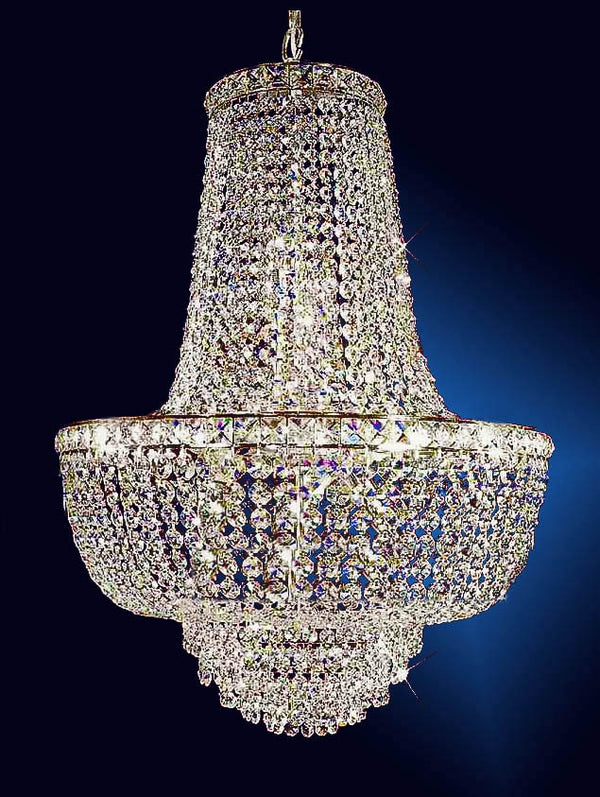 9 lights polished chrome chandelier with hand-cut crystals