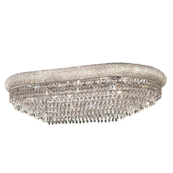 Primo Prism Chrome Eighteen-Light 36-Inch Oblong Flush Mount with Royal Cut Clear Crystal