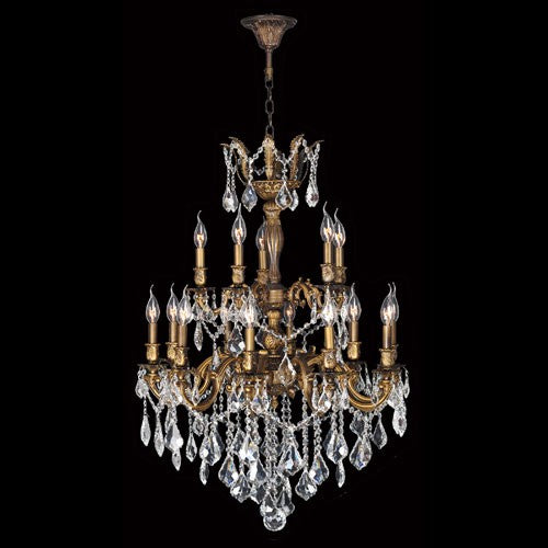 15-Light Antique Bronze Finish with Clear-Crystals Chandelier