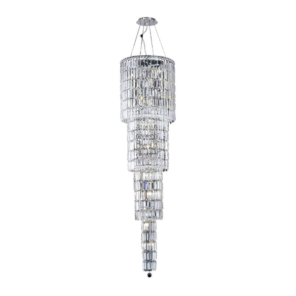 Maxim Chrome Eighteen-Light 18-Inch Four-Tier Pendant with Royal Cut Clear Crystal