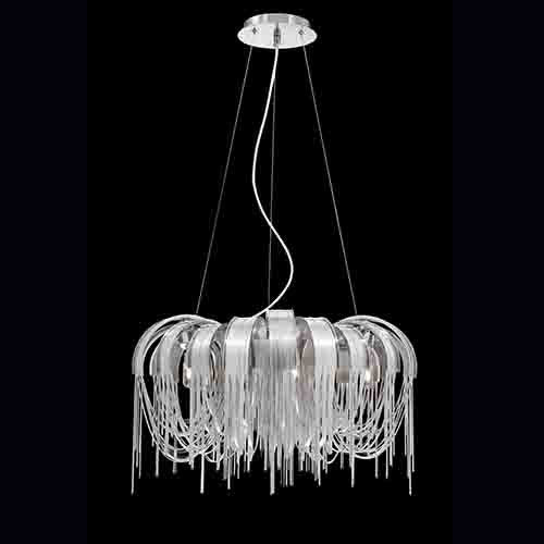 Nickel Five-Light 25-Inch Wide Chandelier with Nickel Strip