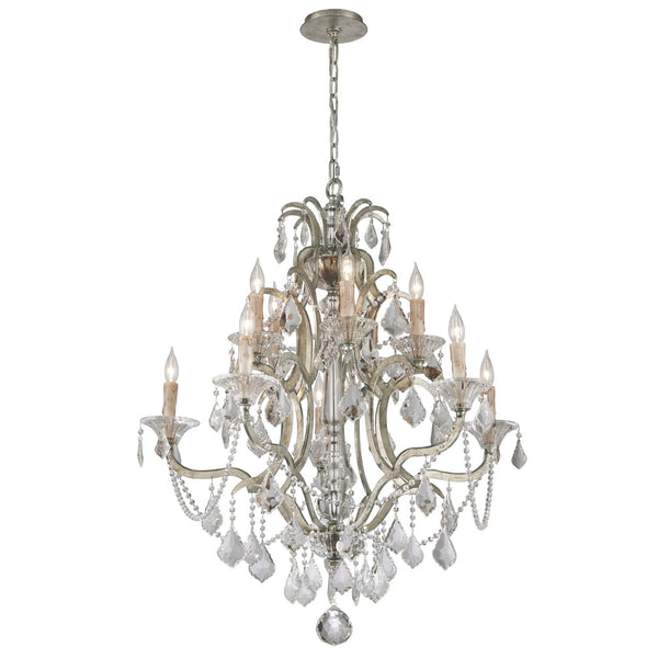 Silver Leaf Ten-Light Chandelier