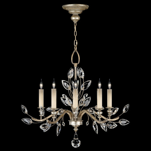 Chandelier, Round, 5-Light, Silver Leaf, Faceted  Leaves, 32"W (753040ST 9ACL)