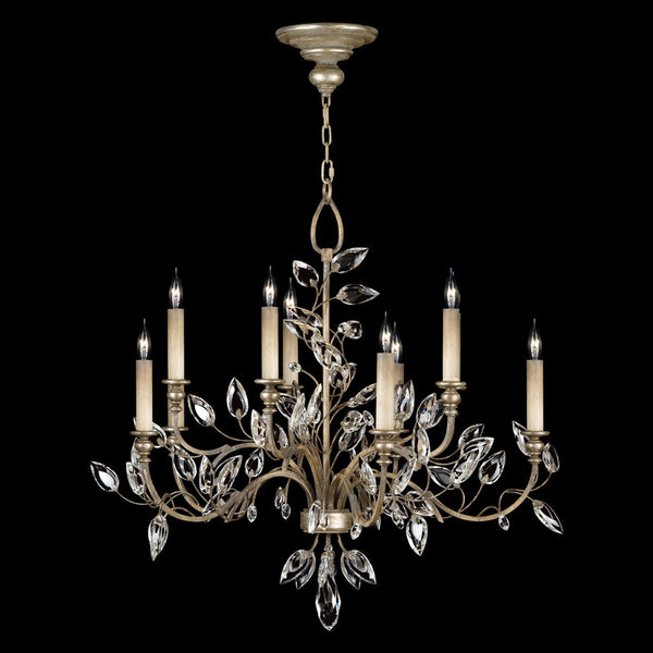 Chandelier, Round, 10-Light, Silver Leaf, Faceted  Leaves, 43"W (753140ST 9ACM)