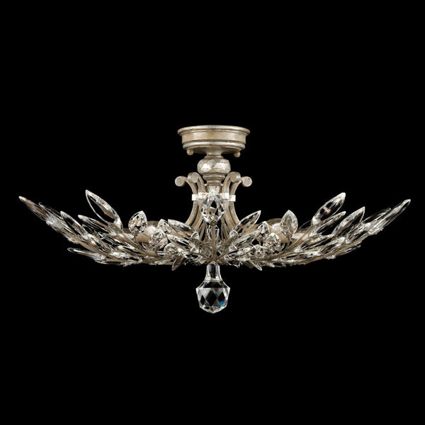 Semi-Flush Mount, Round, 5-Light, Silver Leaf, Faceted  Leaves, 28"W (753440ST 9ACQ)