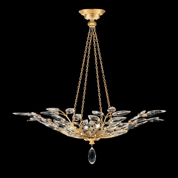 Pendant, Round, 4-Light, Gold Leaf, Faceted  Leaves, 35"W (753640-SF3 NJ22)