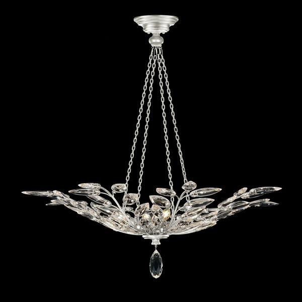 Pendant, Round, 4-Light, Silver Leaf, Faceted  Leaves, 35"W (753640-SF4 NJ23)