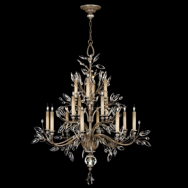 Chandelier, Round, 16-Light, Silver Leaf, Faceted  Leaves, 45"W (759440ST 9ED1)