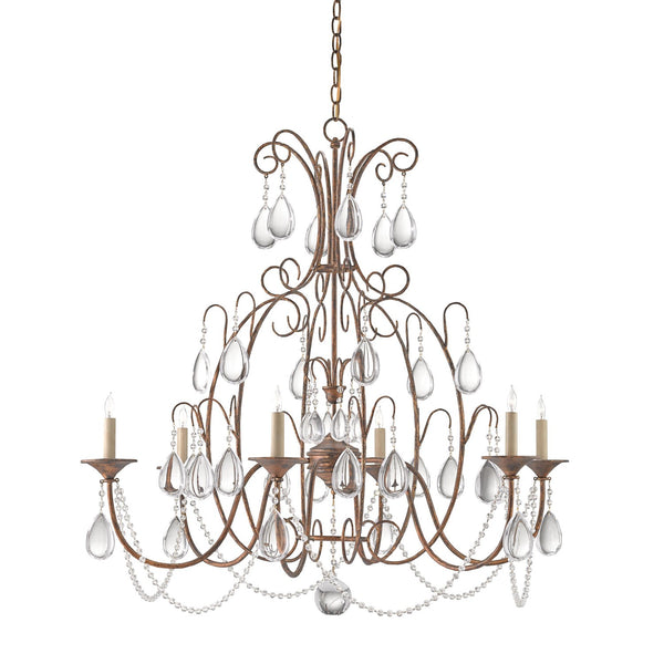 Cinderella Nero Oro Antico Six-Light Chandelier