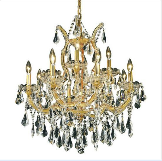 Gold Thirteen-Light 27-Inch Chandelier with Royal Cut Clear Crystal