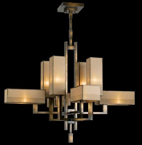 Eight-Light Chandelier in Patinated Golden Bronze Finish