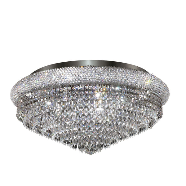 Primo Prism Chrome Fifteen-Light 28-Inch Flush Mount with Royal Cut Clear Crystal