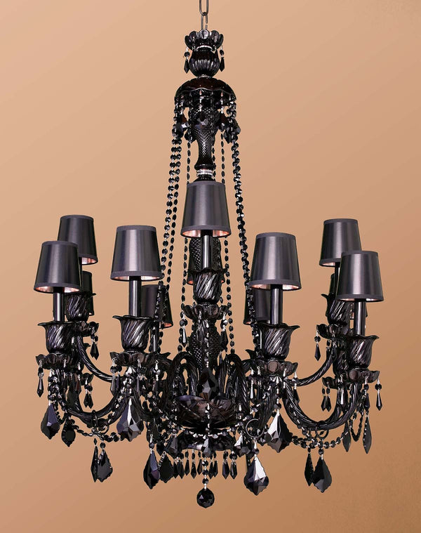 12 Lights Bohemian Crystal chandelier in black finish