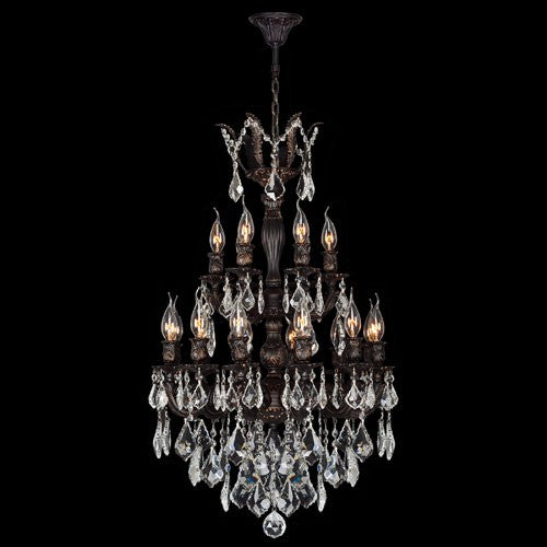 18-Light Flemish Brass Finish with Clear-Crystals Chandelier