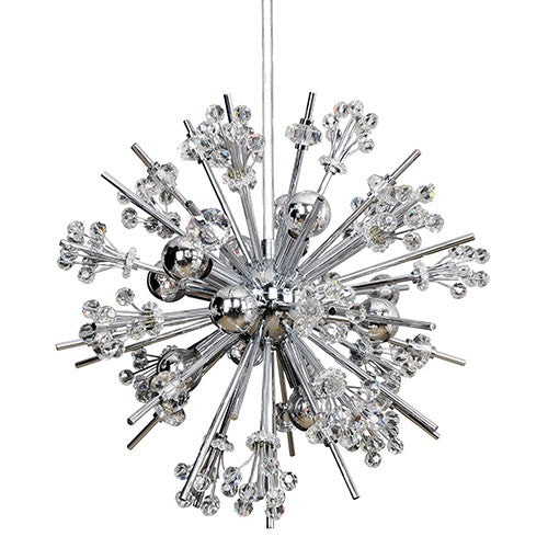 Chrome 10-Light 19-Inch Wide Pendant with Firenze Clear Crystal