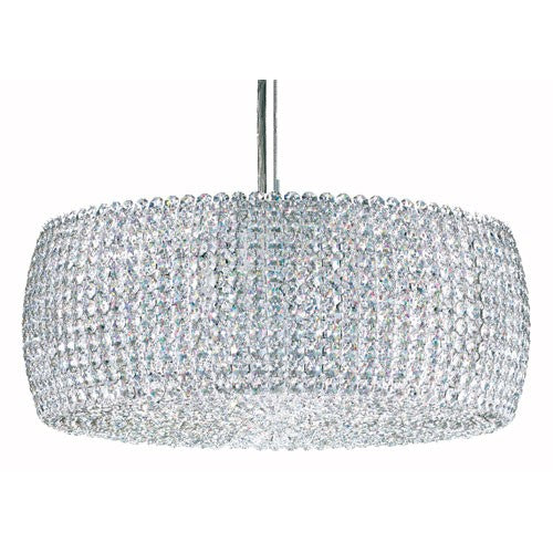 Stainless Steel Three-Light Crystal Swarovski Elements Pendant Light, 18W x 7H x 18D