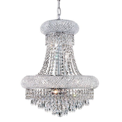 Chrome Eight-Light 16-Inch Chandelier with Royal Cut Clear Crystal