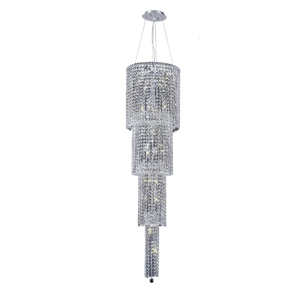 Maxim Chrome Eighteen-Light 18-Inch Four-Tier Pendant with Royal Cut Clear Crystal