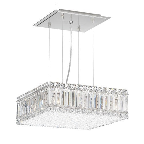 Stainless Steel Nine-Light Clear Spectra Crystal Pendant Light, 15W x 5H x 15D