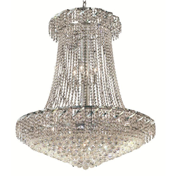 Chrome Twenty-Two Light 36-Inch Chandelier with Royal Cut Clear Crystal