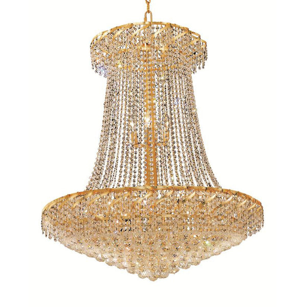 Gold Twenty-Two Light 36-Inch Chandelier with Royal Cut Clear Crystal