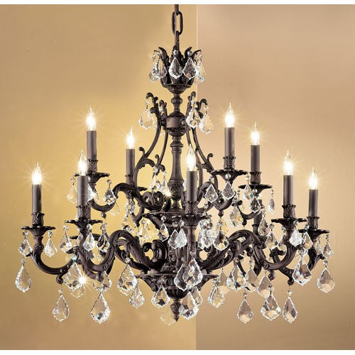 Majestic Aged Bronze Twelve-Light Chandelier