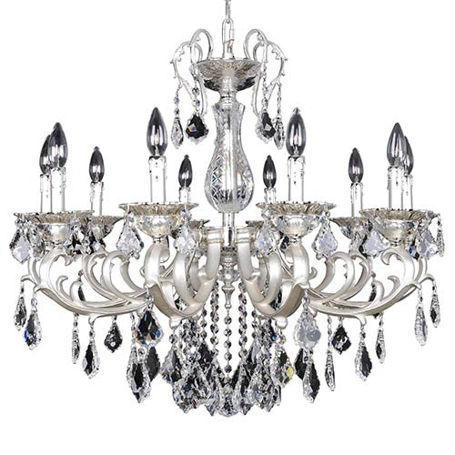 Rafael Two-Tone Silver 10-Light Chandelier with Firenze Clear Crystal