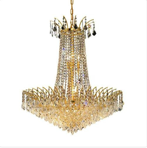 Gold Sixteen-Light Chandelier with Clear Royal Cut Crystals