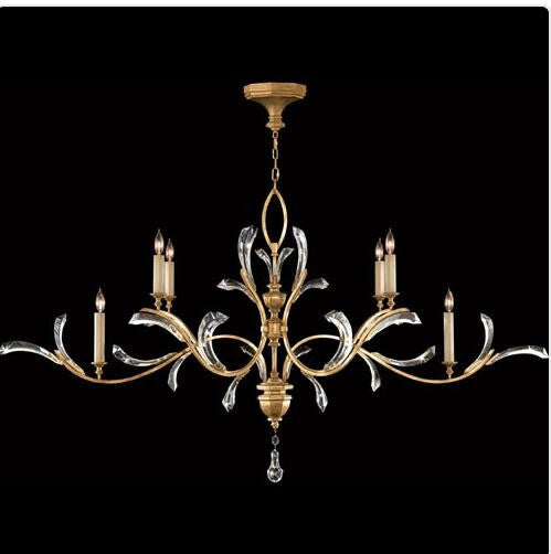 Six-Light Chandelier in Muted Gold Leaf Finish