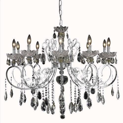 Chrome Ten-Light Chandelier with Clear Strass Swarovski Crystals