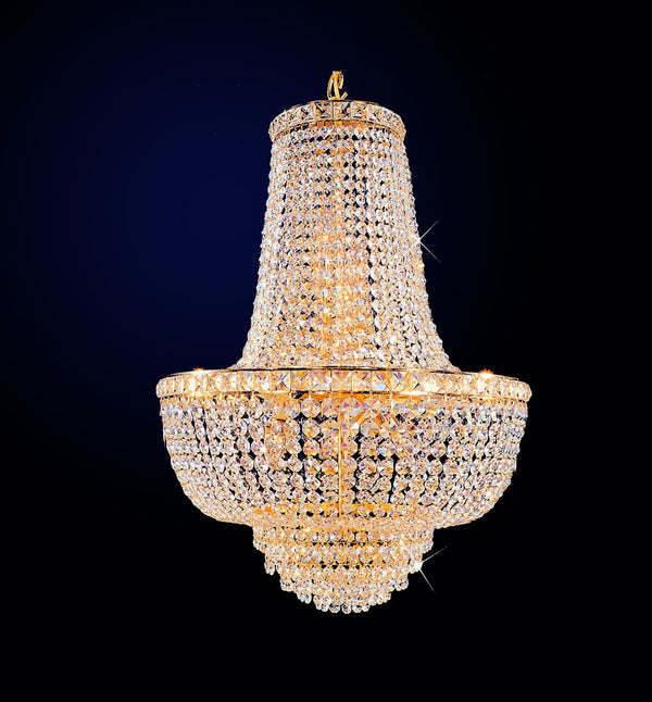 9 Lights gold finish empire basket chandelier