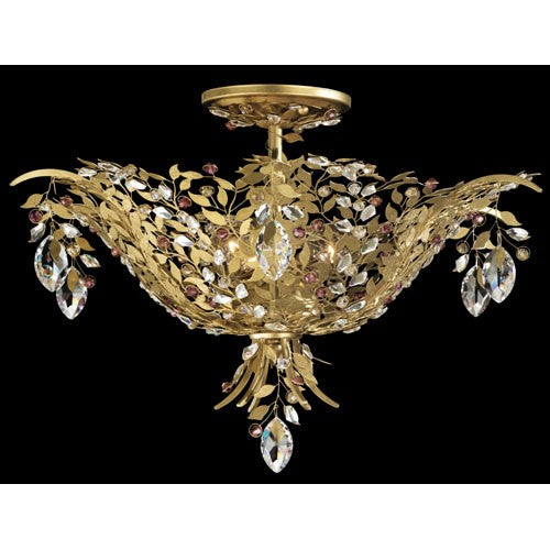 Schonbek Amytis Heirloom Gold w/Extra Kenlac Three-Light Ray Swarovski Elements Semi-Flush Light, 20.25W x 13.25H x 20.25D