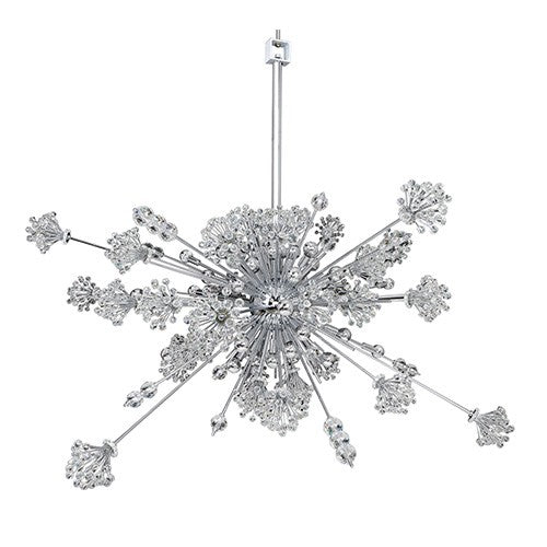 Chrome 30-Light 42-Inch Wide Pendant with Firenze Clear Crystal