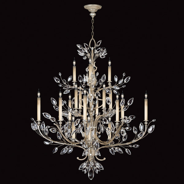 Chandelier, Round, 20-Light, Silver Leaf, Faceted  Leaves, 57"W (771140ST 9F8V)