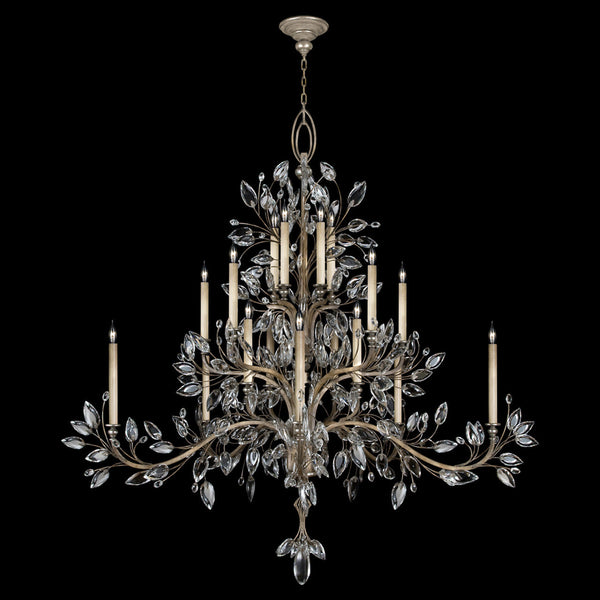 Chandelier, Round, 20-Light, Silver Leaf, Faceted  Leaves, 75"W (771240ST 9F8W)