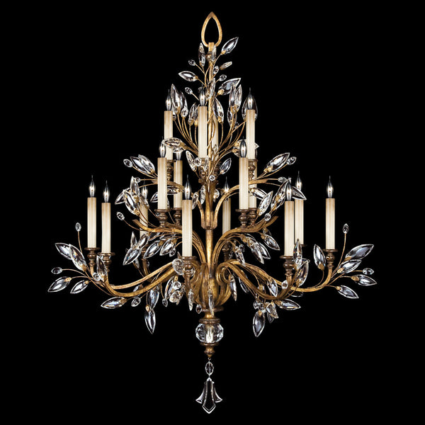 Chandelier, Round, 16-Light, Gold Leaf, Faceted  Leaves, 45"W (773740ST 9F9P)