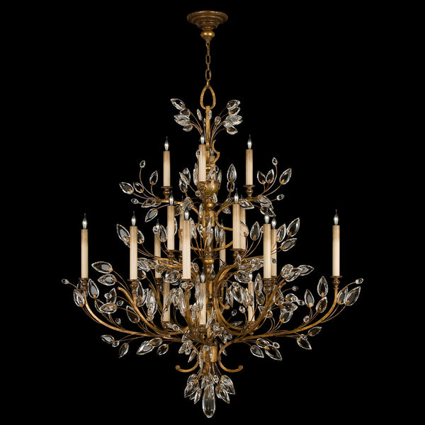 Chandelier, Round, 20-Light, Gold Leaf, Faceted  Leaves, 57"W (774440ST 9F9W)