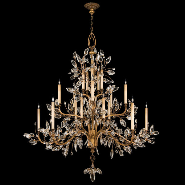 Chandelier, Round, 20-Light, Gold Leaf, Faceted  Leaves, 75"W (774540ST 9F9X)