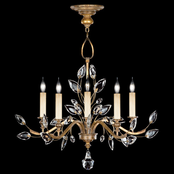 Chandelier, Round, 5-Light, Gold Leaf, Faceted  Leaves, 32"W (775840ST 9AER)