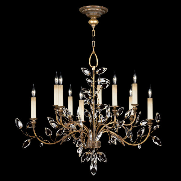 Chandelier, Round, 10-Light, Gold Leaf, Faceted  Leaves, 43"W (775940ST 9AET)