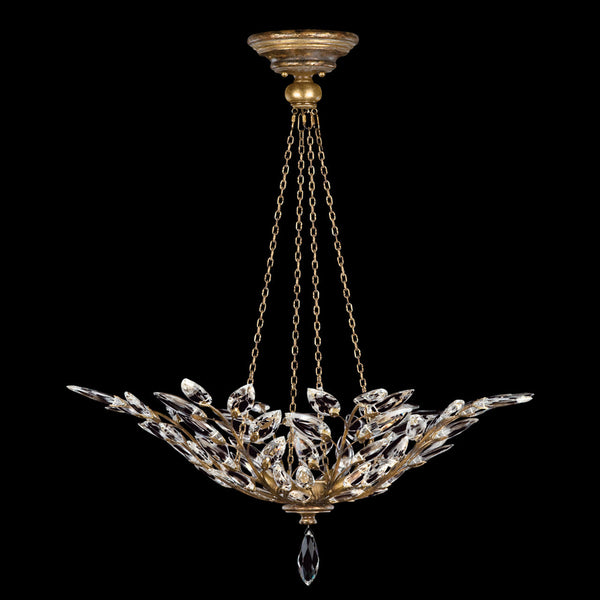 Pendant, Round, 4-Light, Gold Leaf, Faceted  Leaves, 35"W (776340ST 9AEX)