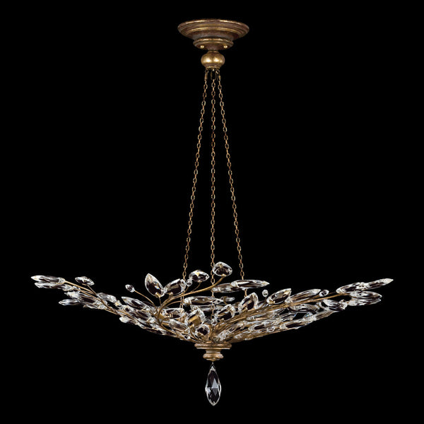 Pendant, Round, 6-Light, Gold Leaf, Faceted  Leaves, 47"W (776440ST 9AEY)