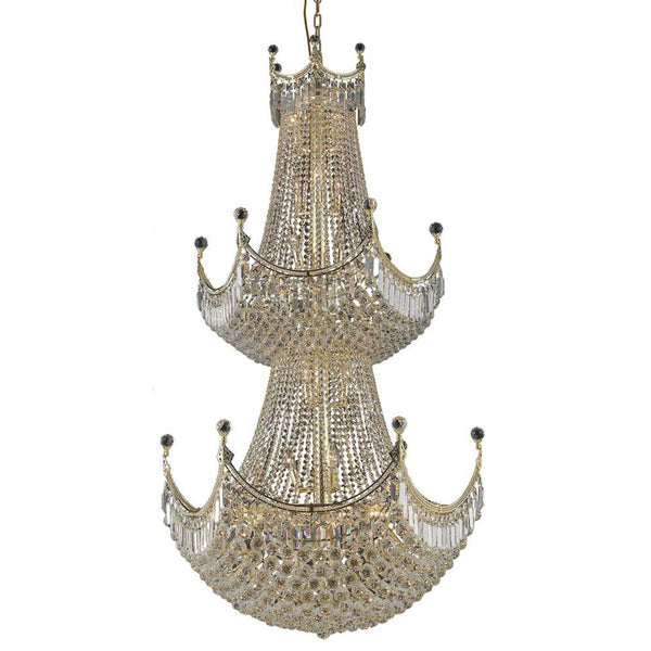 Corona Gold Thirty-Six Light 36-Inch Two-Tier Chandelier with Royal Cut Clear Crystal