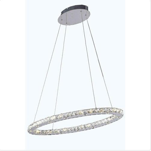 Chrome 34-Inch 24-Light LED Chandelier with Royal Cut Crystal