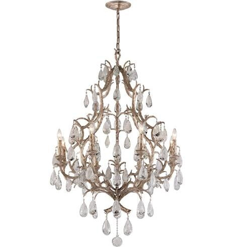 Bronze Eight-Light Chandelier with Italian Drops